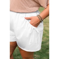 White Bow Decor Pockets Plus Size Shorts - 3X thumbnail