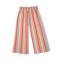 Orange Stripe Plus Size Boho Smocked Waist Loose Pants - 1X thumbnail