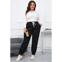 Azura Exchange Black Plus Size Contrast Leopard Side Panel Joggers - 1X thumbnail