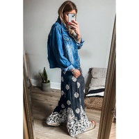 Azura Exchange Black Plus Size Geometric Ethnic Print Drawstring Wide Leg Pants - 2X thumbnail