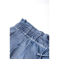 Dusk Blue Raw Hem Lace-up High Waist Plus Size Denim Shorts - 3X thumbnail
