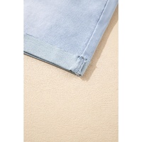 Beau Blue Folded Edge High Waist Plus Size Denim Shorts - 1X thumbnail