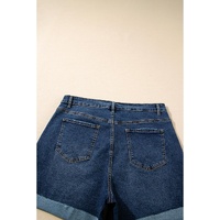 Sail Blue Folded Edge High Waist Plus Size Denim Shorts - 1X thumbnail