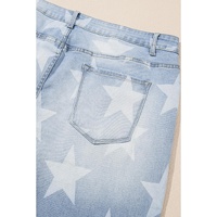 Beau Blue High Waist Star Pattern Plus Size Jeans - 2X thumbnail