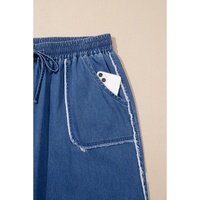 Azura Exchange Sail Blue Washed Denim Chambray Loose Plus Size Pants - 1X thumbnail