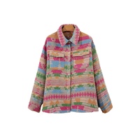 Pink Plus Size Aztec Printed Flap Pocket Shacket - 1X thumbnail