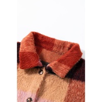 Orange Plaid Print Flap Pockets Buttoned Casual Plus Size Jacket - 2X thumbnail
