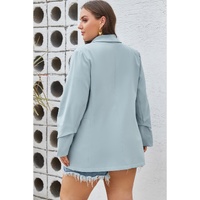 Sky Blue Plus Size Soft Lightweight Pocketed Lapel Blazer - 3X thumbnail