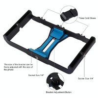 Smartphone Video Rig & Microphone Kit For Live Broadcast - Compatible With Iphone Galaxy Huawei Xiaomi Htc Lg Google And More - Blue thumbnail