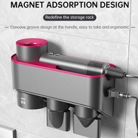 Wall Mounted Hair Dryer Bracket Storage Rack Black Nickel - With Hand Dryer Purple Red thumbnail