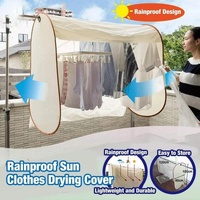 Beige Outdoor Clothes Drying Cover - Dustproof Rainproof Sun Protection - Beige thumbnail