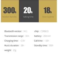 Wireless Bluetooth Earbud for Hands-free Calls and Music - Large Battery - Black thumbnail