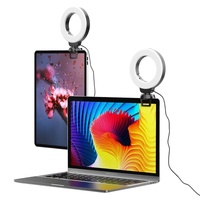 48leds Laptop Camera Beauty Ring Light - Clip Set 4-inch - Clip With Tripod thumbnail