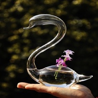 Swan Flower Vases - Home Decor Wedding Gifts Glass Crafts thumbnail