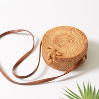 Handmade Bowknot Rattan Bag Vintage Art Beach Diagonal Bag 20X20X8Cm thumbnail