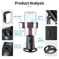 Auto Tracking Gimbal Stabilizer with Fill Light and Selfie Stick - 360 Degree Rotation - A200 Set 2 thumbnail