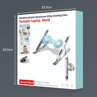 Foldable Laptop Cooling Stand with Ambient Light - Gray thumbnail