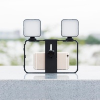 Vlogging Live Broadcast Smartphone Video Rig With Led Selfie Light And Stabilizer Handle thumbnail