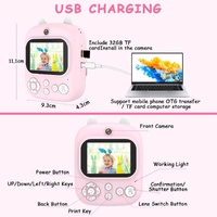 32g Instant Camera with 2.4 Display & Card Reader for Kids - 1200w Blue - 32G + Card Reader Pink thumbnail