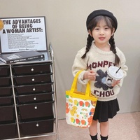 Cartoon Graffiti Bento Bag - Cute Canvas Handbag - Model 2 Blue thumbnail