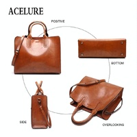 Large Leather Tote Bag for Women - Casual Shoulder Trunk Style thumbnail