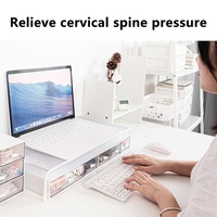 Desk Organizer Bracket for Elevated Computer Monitor - Wrought Iron - Deepen Dual Layer thumbnail