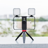 Vlogging Live Broadcast Led Selfie Light Video Rig With Smartphone Handle And Tripod thumbnail