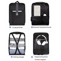 Anti-theft Hard Shell Backpack for Men with Alloy Frame - Gray thumbnail