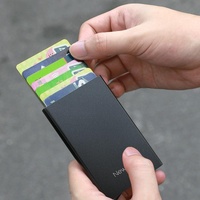 Automatic Pop Up Card Holder Wallet - Gray Metal thumbnail