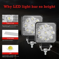 6.3W 10 - 30V Dc 6000K 3 Inch 9 Leds Square Offroad Truck Car Driving Light Work Light Spotlight Fog Light thumbnail
