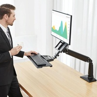 Ergonomic 19-27 Inch Monitor Holder with Foldable Keyboard Tray Full Motion Sit-stand Workstation thumbnail