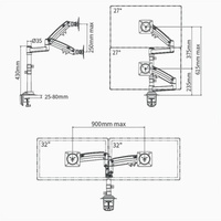 Full Motion Dual Arm Clamp for 22-32 Inch Lcd Tv Monitor Desk Holder with Gas Spring thumbnail