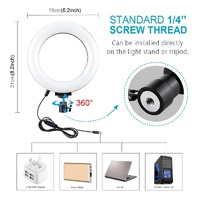 Live Broadcast Dual Phone Bracket with 70cm Tripod & 6.2 Inch 16cm Led Ring Light Kit thumbnail