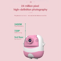 720P Hd Reversible Mini Digital Camera For Children - Cartoon Print - Pink thumbnail