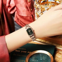 Waterproof Women Quartz Watch with Mini Dial and Steel Band - Maroon thumbnail