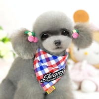 Pure Cotton Plaid Dog Scarf Small And Medium-Sized Dog Saliva Towel - Size S 20-30Cm - Red thumbnail