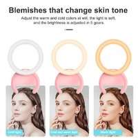 Clip-on Half-ring Fill Light for 10cm Mobile Phones - Pink thumbnail