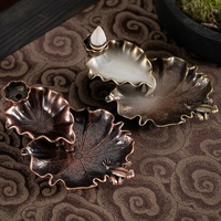 Bronze Lotus Leaf Inverted Incense Burner - Antique Indoor - Copper Colour thumbnail