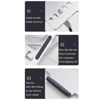 Foldable Aluminum Laptop Stand for Desktop Cooling - Elegant Silver thumbnail