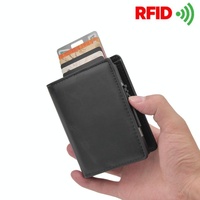 Rfid Blocking Short Wallet with Automatic Pop Up - Black thumbnail