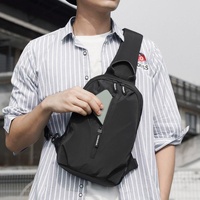 Adjustable Oxford Chest Bag For Men With Glasses Hang Belt Black thumbnail