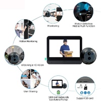 1080P Wifi Smart Cat Eye Video Doorbell - 4.3 Colour Screen - Hidden - Black thumbnail