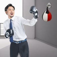 Black And White Suspended Pear-Shaped Speed Ball For Boxing - Black Red White thumbnail