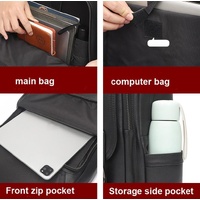 Men Black Cowhide Leather Backpack for Casual Business with Laptop Compartment thumbnail