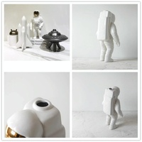Salute Astronaut Ceramic Vase - Tabletop Decor with Dried Flowers - White thumbnail