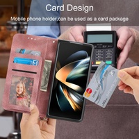 Floral Leather Phone Wallet for Samsung Galaxy z Fold 4 - Embossed - Black thumbnail