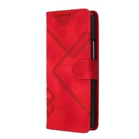 Smooth Leather Phone Case for Samsung Galaxy z Fold 4 - Line Pattern - Red thumbnail