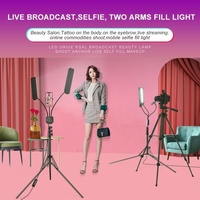 Portable Double Arm Fill Light with Phone Clip - Adjustable Brightness Black thumbnail