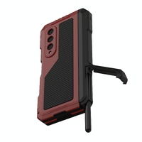 Waterproof Metal Phone Case with Folding Holder for Samsung Galaxy z Fold 4 - Red thumbnail