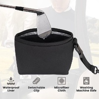 Black Portable Golf Ball Cleaning Bag - Waterproof & Removable thumbnail